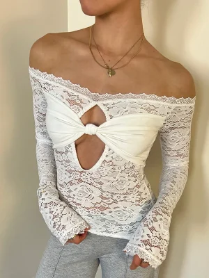 White Lace See-Through Top