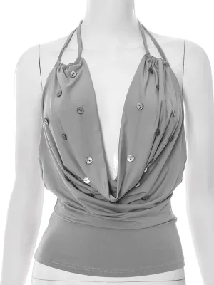 Summer Halter Backless Crop Top