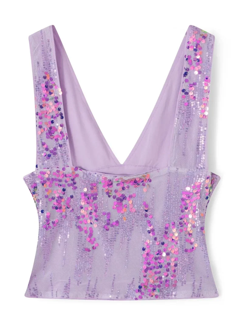 Sequin V Neck Backless Vest Top Sexy Retro Summer Style - Image 6