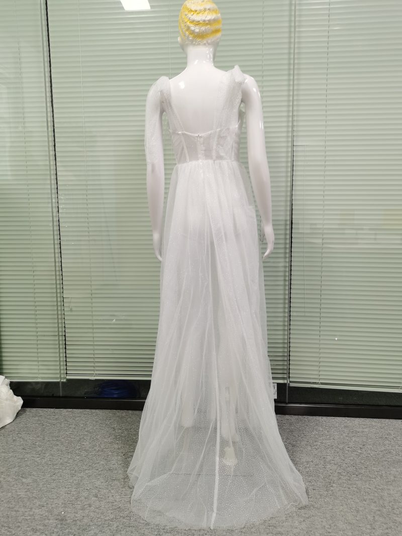 Elegant Sling Backless See-Through Split Wedding Dress - Image 2