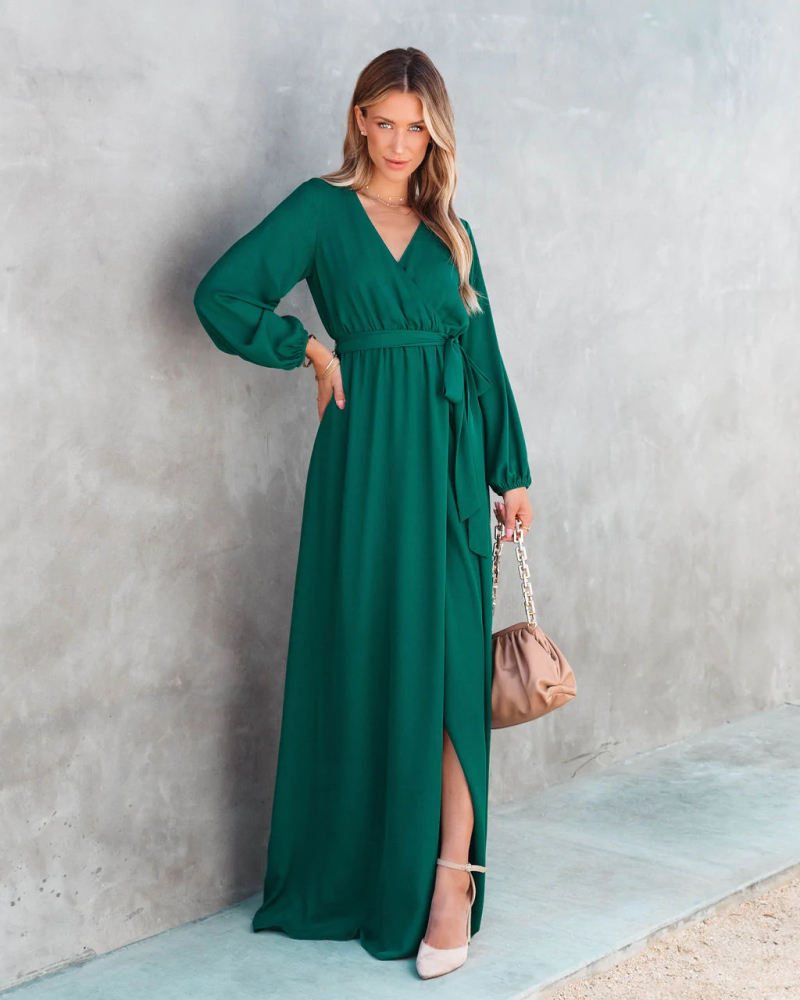 Flowy V-Neck Long Sleeve Women’s Summer Dress