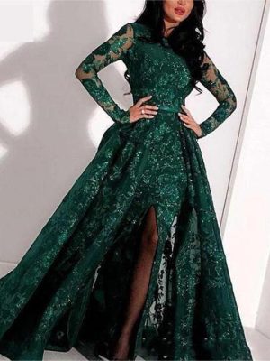Spring Gold Embroidered Sheath Formal Swing Dress