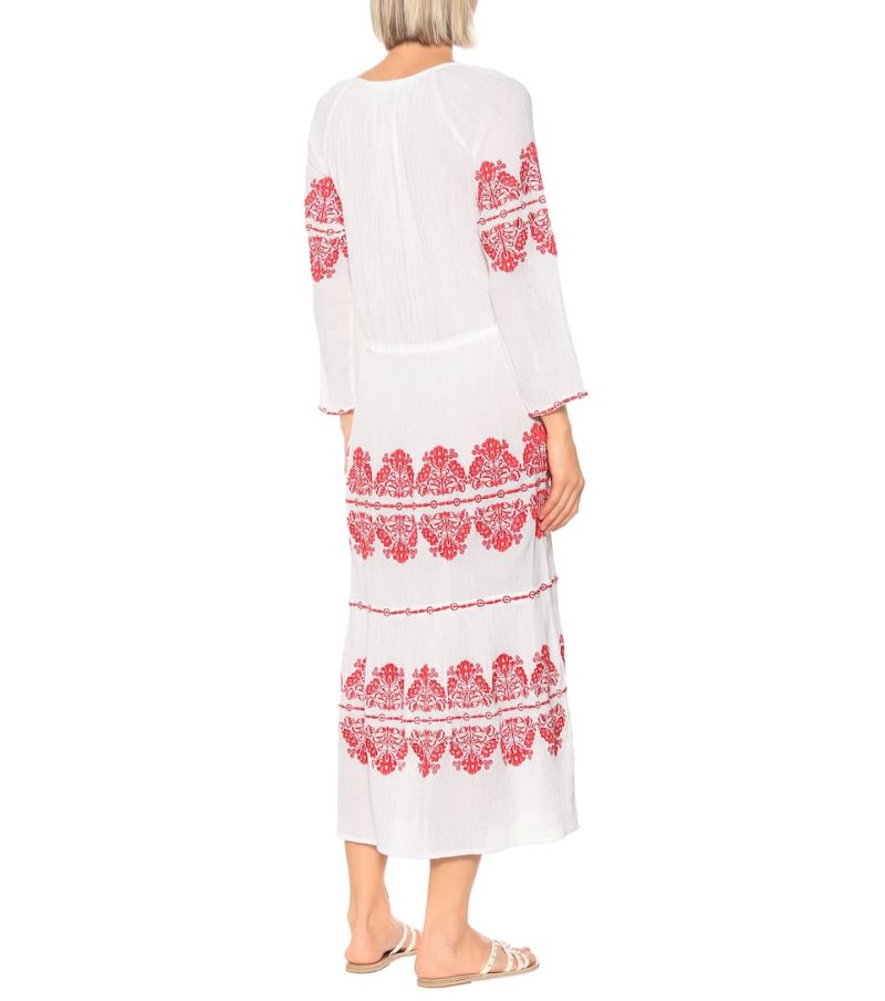 Spring Summer Bohemian White Embroidered Women Dress - Image 2