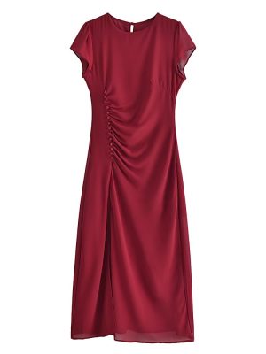 Women’s French Pleated Side Split Sleeve Dress