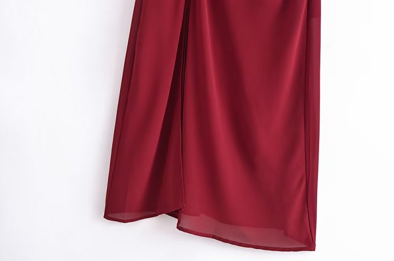 Women’s French Pleated Side Split Sleeve Dress - Image 3