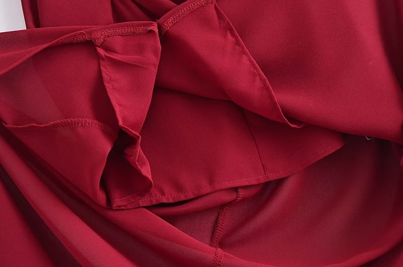 Women’s French Pleated Side Split Sleeve Dress - Image 4