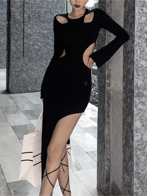 Women’s Autumn Pullover Long Sleeve Split Dress