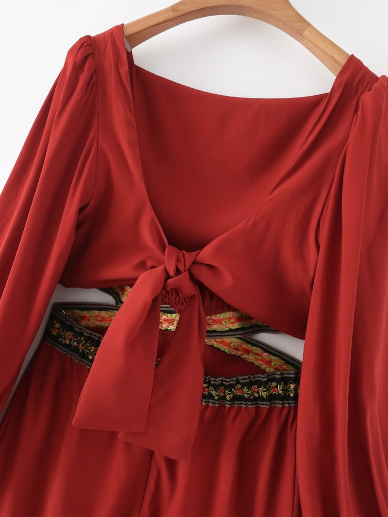 Spring Hollow Out Cropped Slim Knit Dress - Image 3