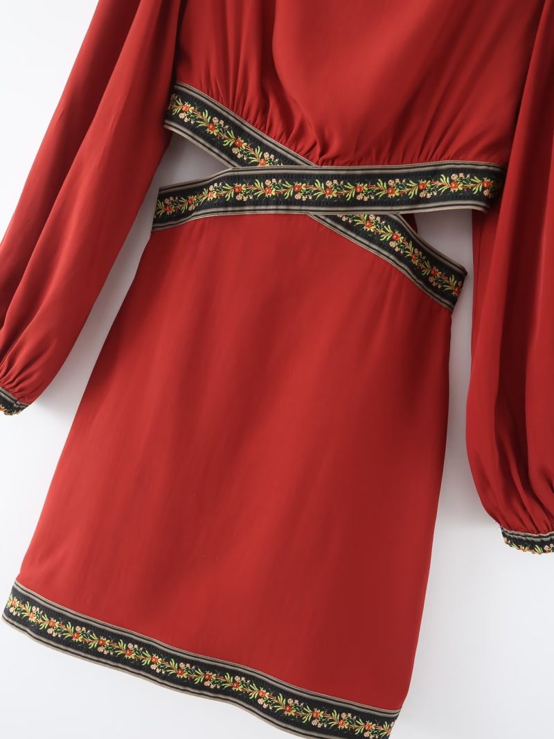 Spring Hollow Out Cropped Slim Knit Dress - Image 4