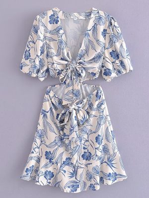 Spring Summer Women’s Waist Cutout Hollow Dress