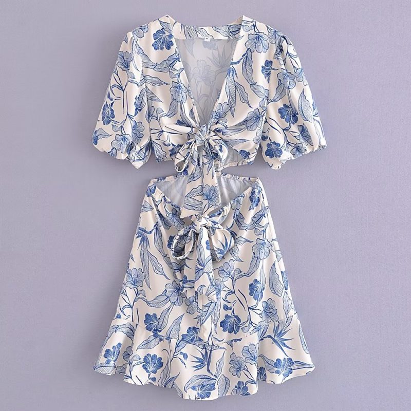 Spring Summer Women’s Waist Cutout Hollow Dress