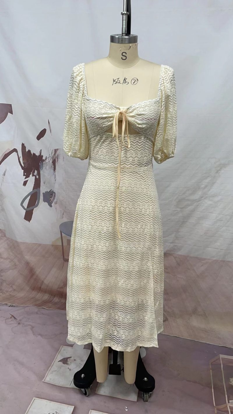 Spring Summer V-Neck Short Sleeve Casual Dress - Image 2