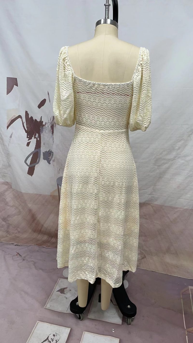 Spring Summer V-Neck Short Sleeve Casual Dress - Image 3