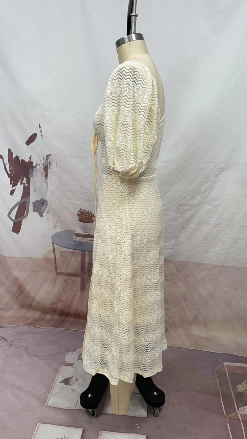 Spring Summer V-Neck Short Sleeve Casual Dress - Image 4