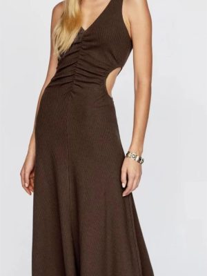 Sleeveless Vest Style Waist Cutout Fishtail Dress