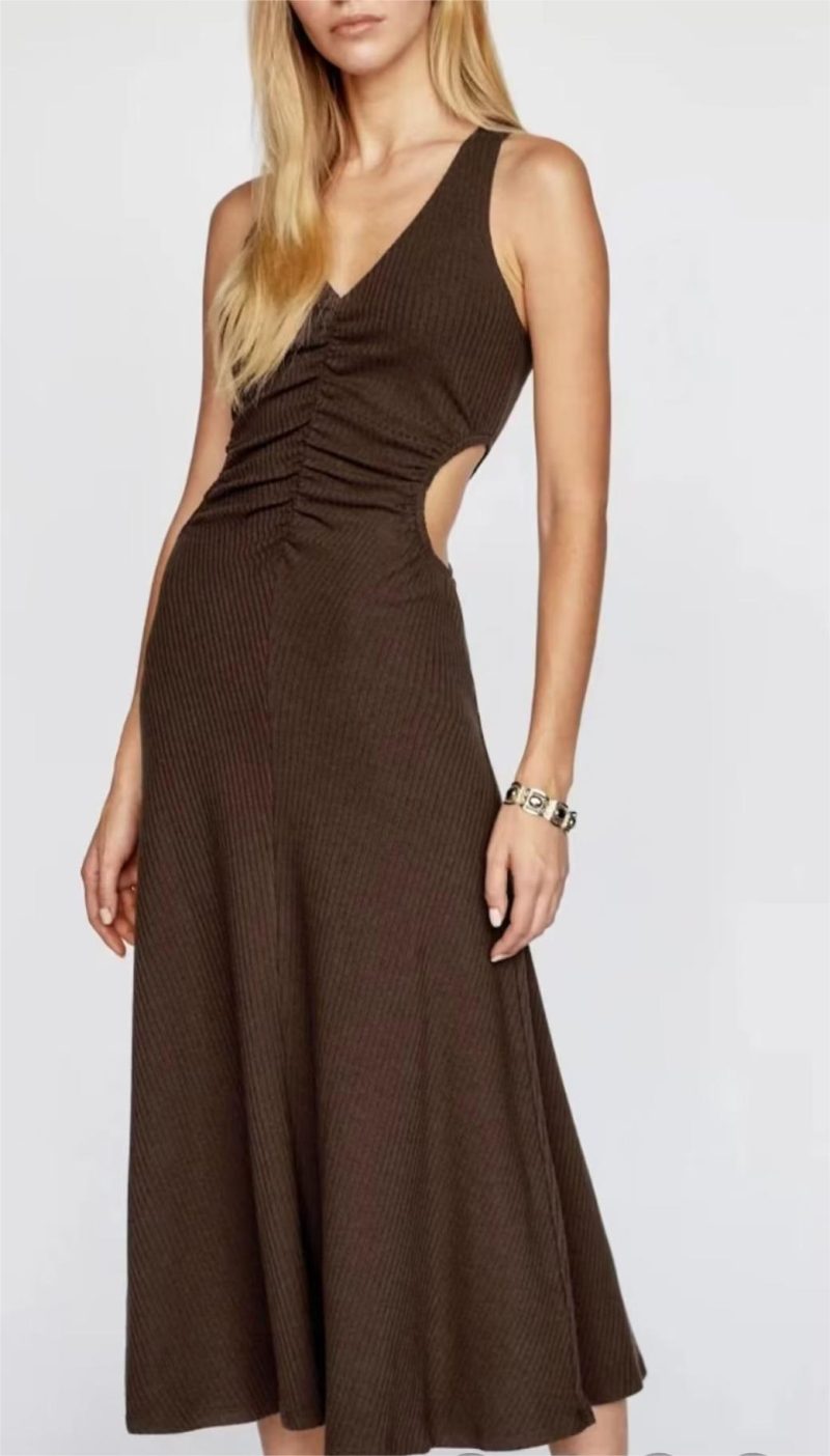 Sleeveless Vest Style Waist Cutout Fishtail Dress