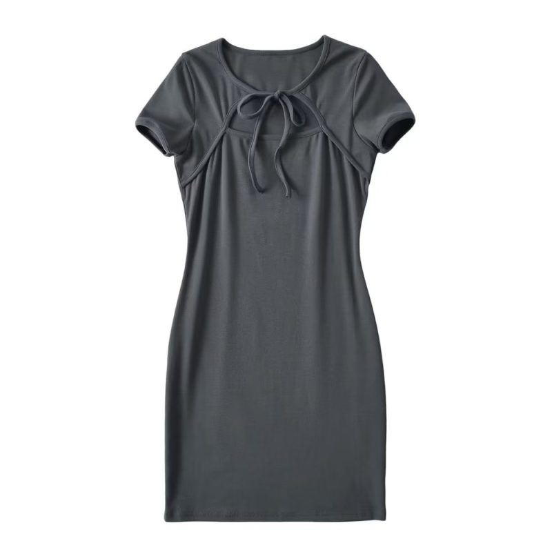 Summer Women’s Hoodie Dress with Drawstring Slim Fit - Image 2