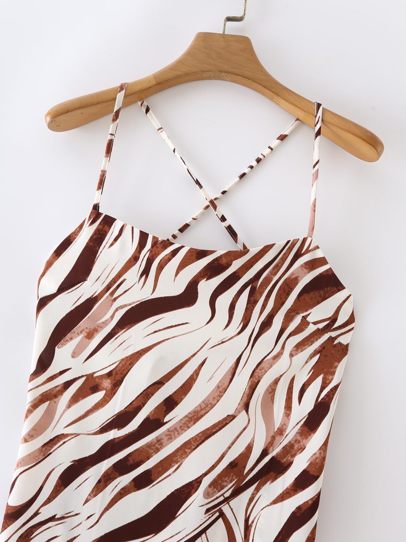 Women’s Vintage Zebra Print Slip Midi Dress - Image 3