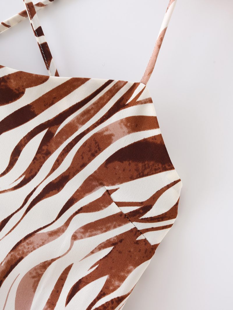 Women’s Vintage Zebra Print Slip Midi Dress - Image 4