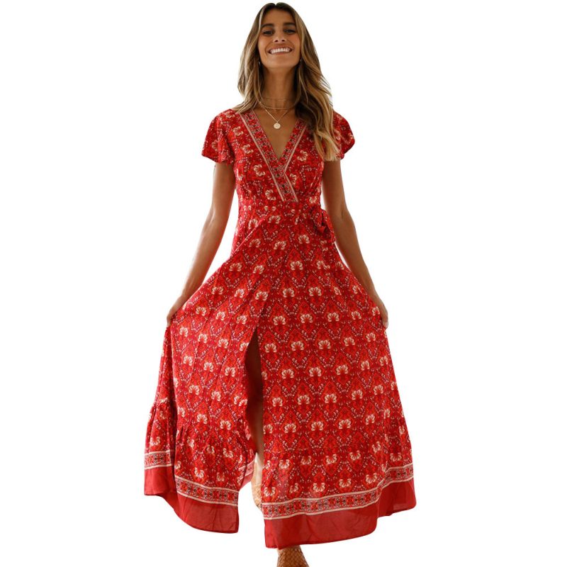Women’s Summer Floral Print Casual Wrap Dress - Image 3
