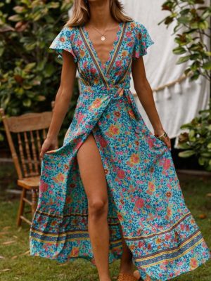 Women’s Summer Floral Print Casual Wrap Dress