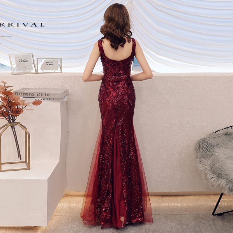 Women’s Red Sequin Fishtail Summer Evening Dress - Image 4
