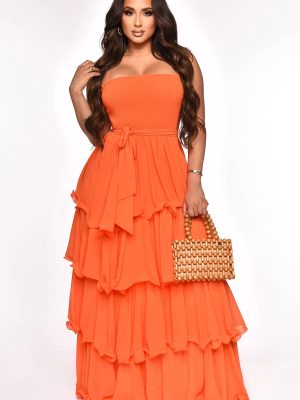 Chiffon Camisole High Waist Ruffle Maxi Dress