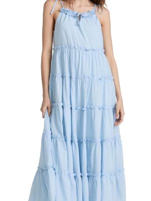Women’s Light Blue Spliced Sling Summer Dress