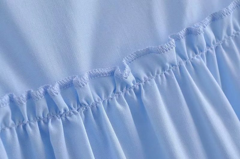Women’s Light Blue Spliced Sling Summer Dress - Image 3