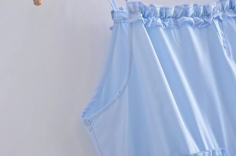 Women’s Light Blue Spliced Sling Summer Dress - Image 4