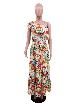 Casual Off Shoulder Solid Color Women Dress