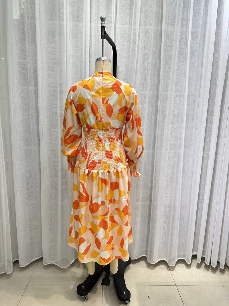 Autumn Winter Printed Long Sleeve Waist Dress - Image 3