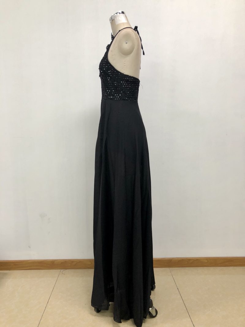 Summer Halter Lace Chiffon Split Evening Dress - Image 4