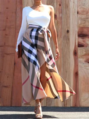 Autumn Winter Floral Print Shoulder Slit Dress