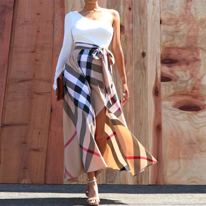 Autumn Winter Floral Print Shoulder Slit Dress