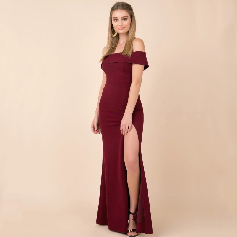 Summer Women’s Off-Shoulder Side Slit Evening Dress