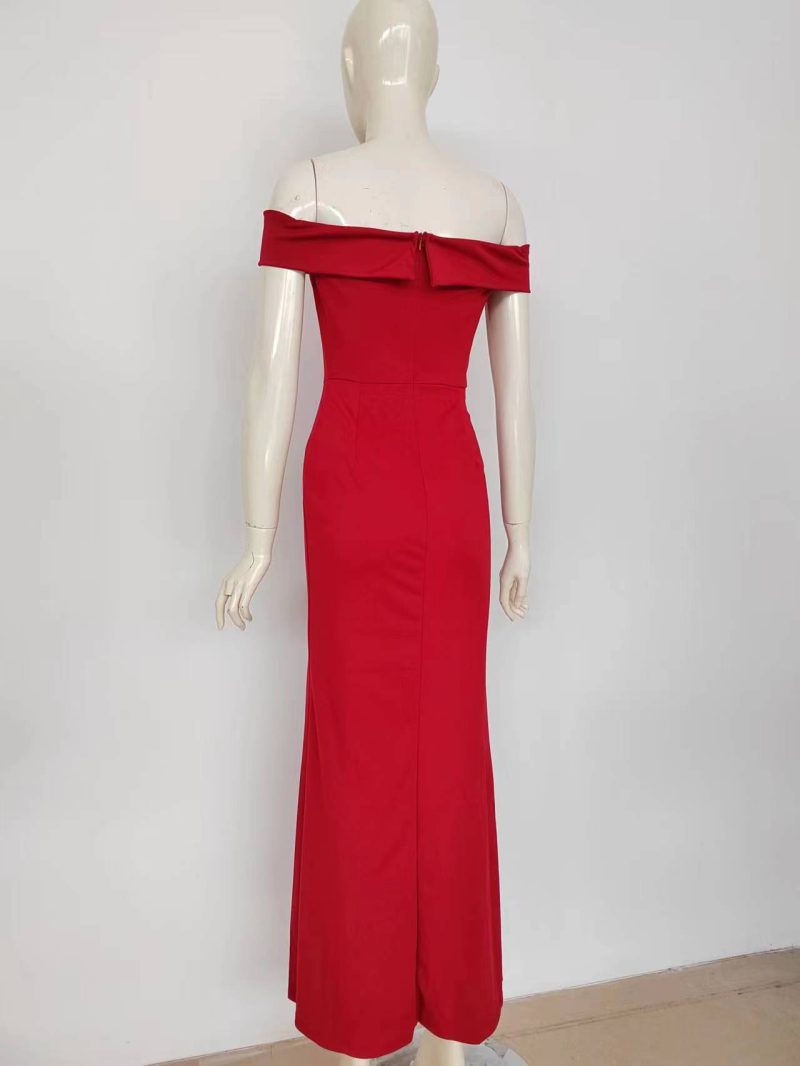 Summer Women’s Off-Shoulder Side Slit Evening Dress - Image 4