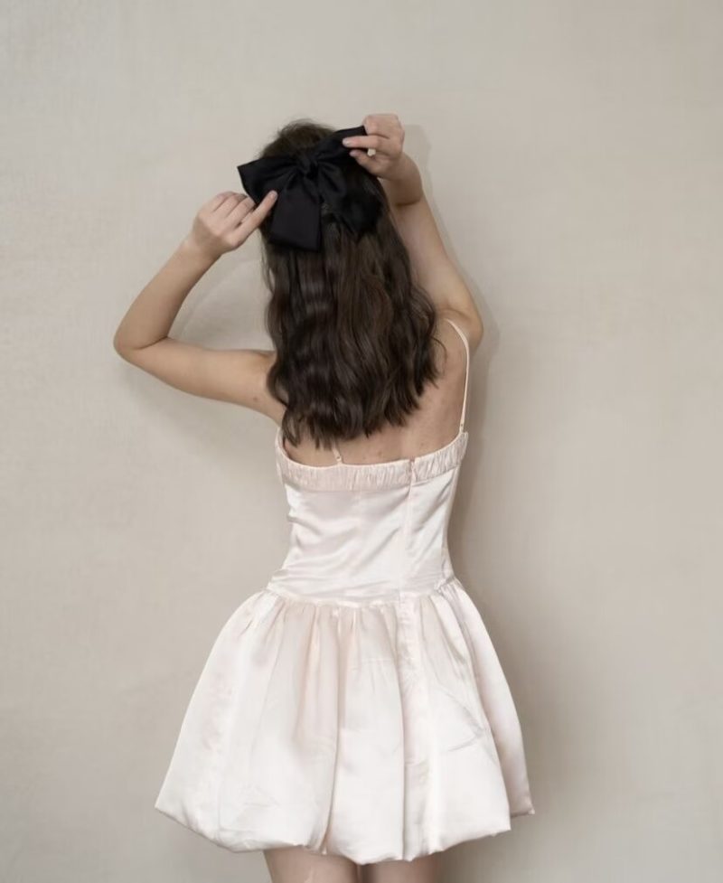 French Sling Lace-Up Slim Fit Dress - Image 2