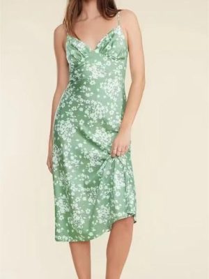 Sling Deep V Printed Back Lace-Up Dress
