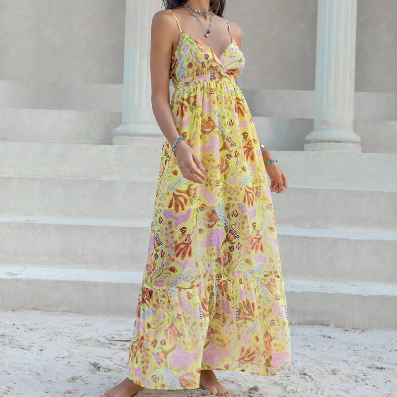 Women's Slim Fit Printed Cami A-Line Dress