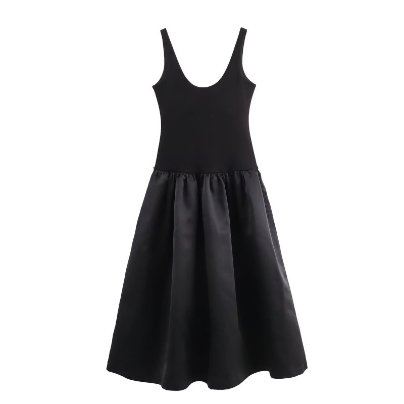 Stitching Detail Autumn High Waist Maxi Dress - Image 2
