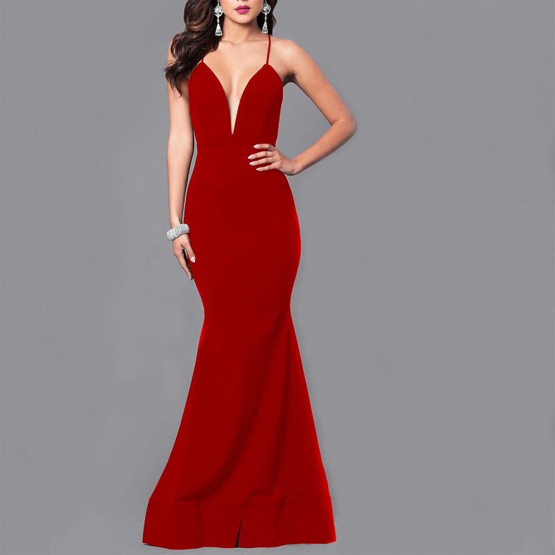 Elegant Backless Cross Strap Maxi Dress for Women