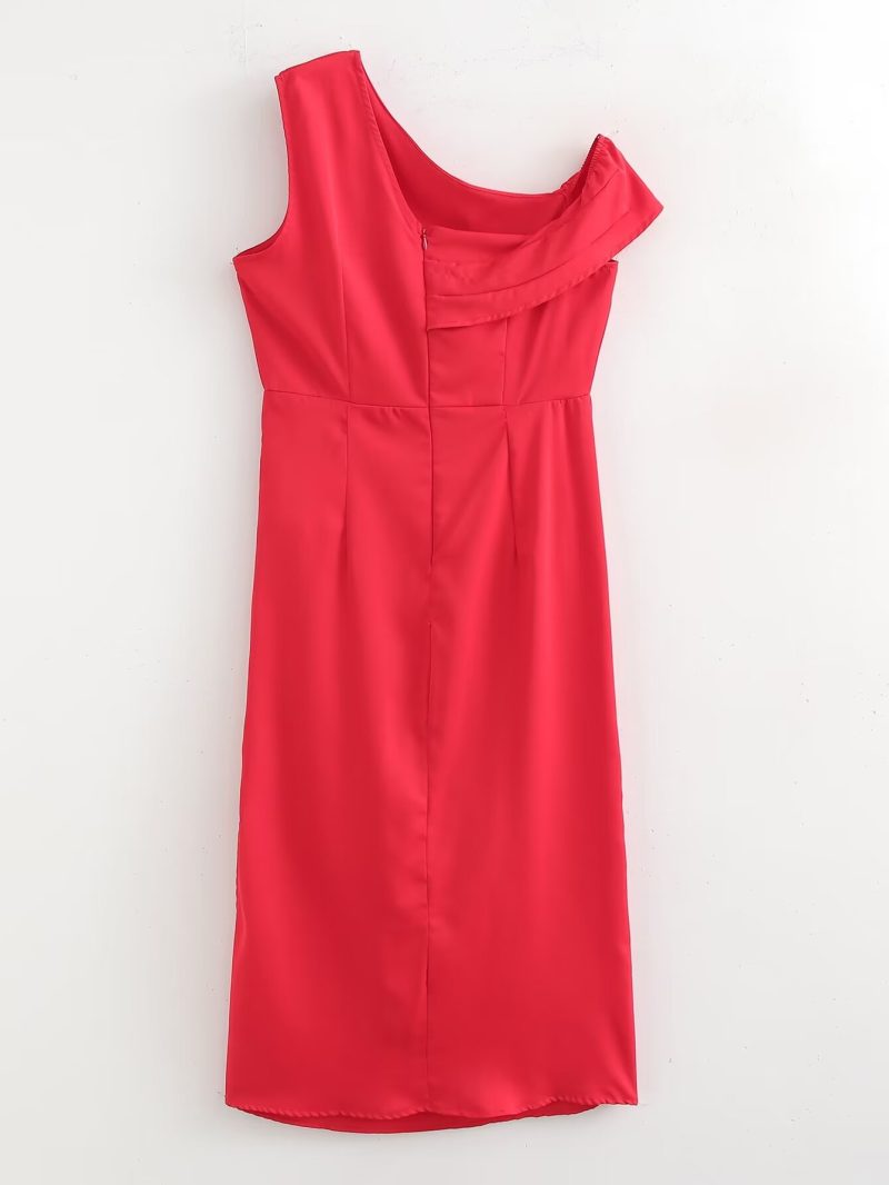 Elegant Women’s High Waist Asymmetric Winter Dress - Image 2
