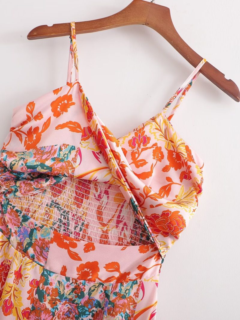 Fall Women’s Spaghetti Strap Floral Print Dress - Image 3