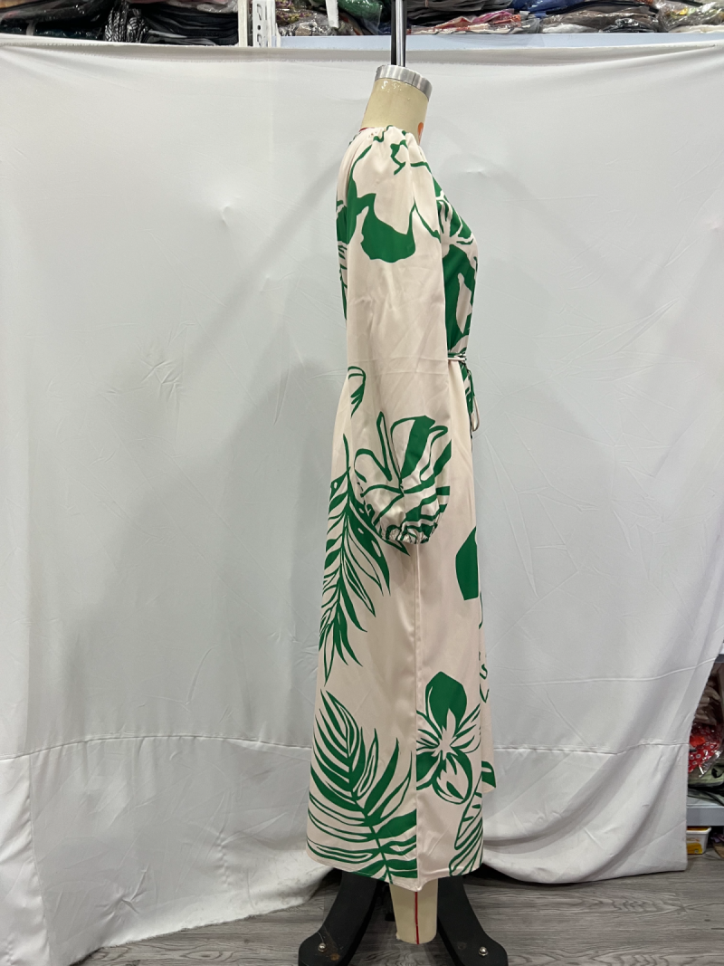 Spring Printed One-Shoulder Single Sleeve Women’s Dress - Image 3