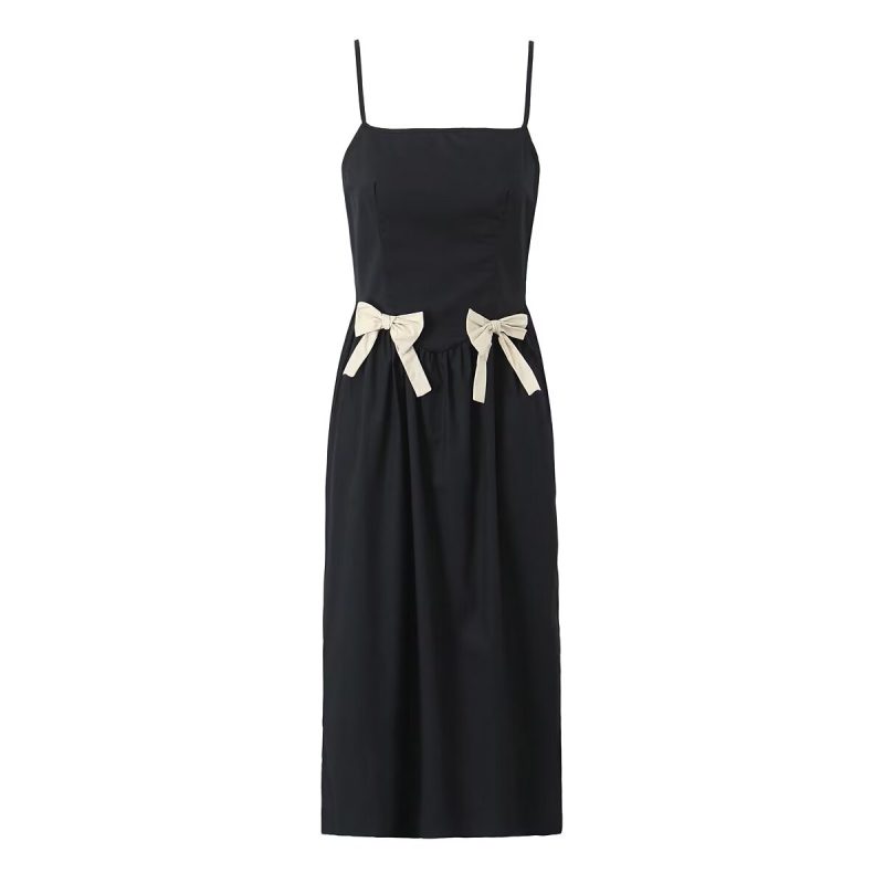 Summer French Bow Strap Tube Top Maxi Dress