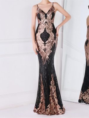 Women’s Sequined Fishtail Formal Cocktail Evening Dress