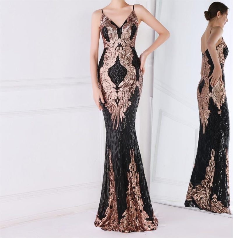 Women’s Sequined Fishtail Formal Cocktail Evening Dress