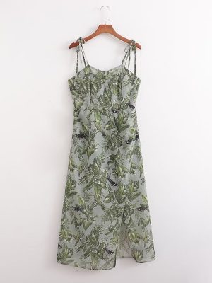Spring Chiffon Printed Slip Dress for Women