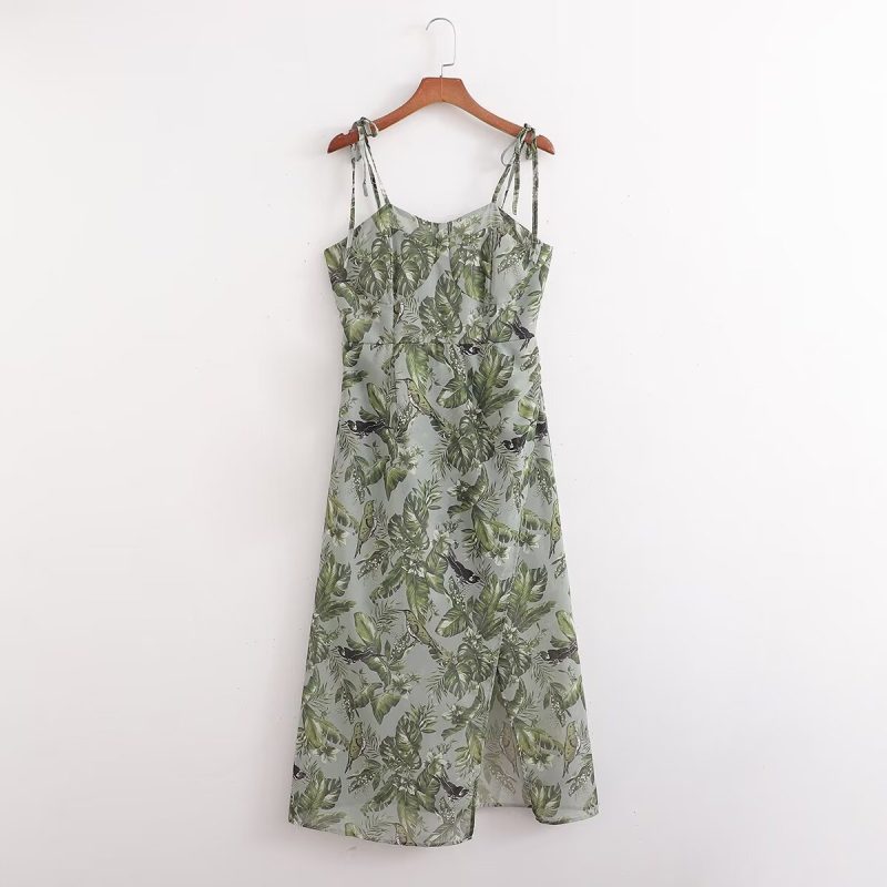 Spring Chiffon Printed Slip Dress for Women